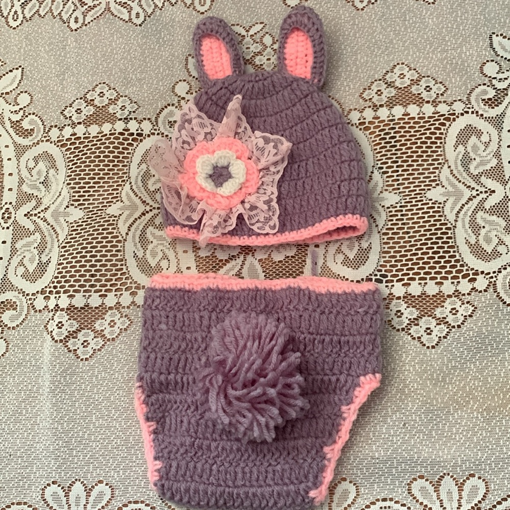 3/$30 NWOT BUNNY crochet outfit costume Size Newborn baby girl infant Gift photo